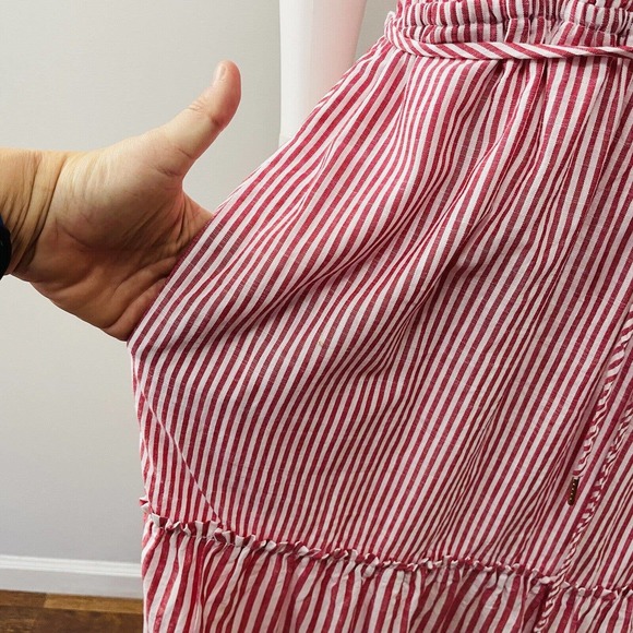 Draper James RSVP XL Maxi Dress Red White Stripe Tiered Short Sleeve Wide Neck - Picture 6 of 13